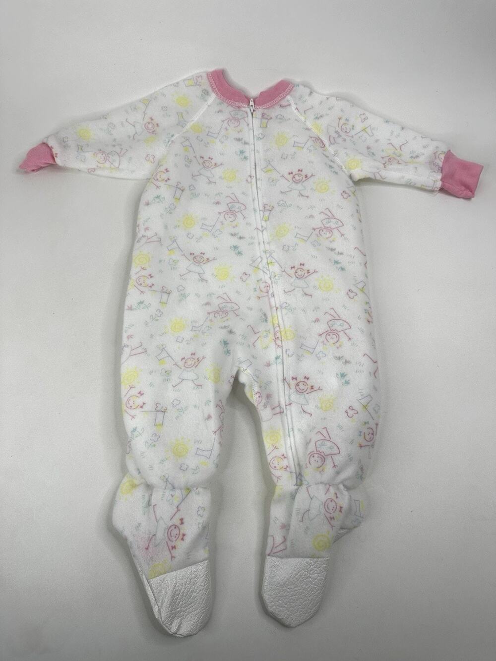 Vintage Dr. Denton Footy Pajamas Girls Size 2T One Piece PJs Crayon Drawing